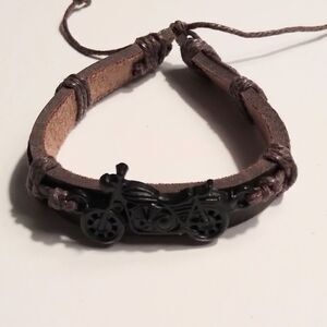 Men's leather bracelet motorcycle brown New c9‎